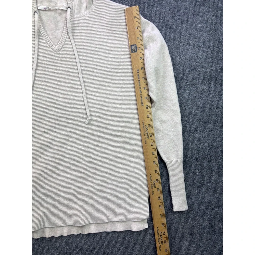 Athleta Hoodie Sweater Womens Small Beige Ribbed Knit V-Neck Pullover - Picture 4 of 7
